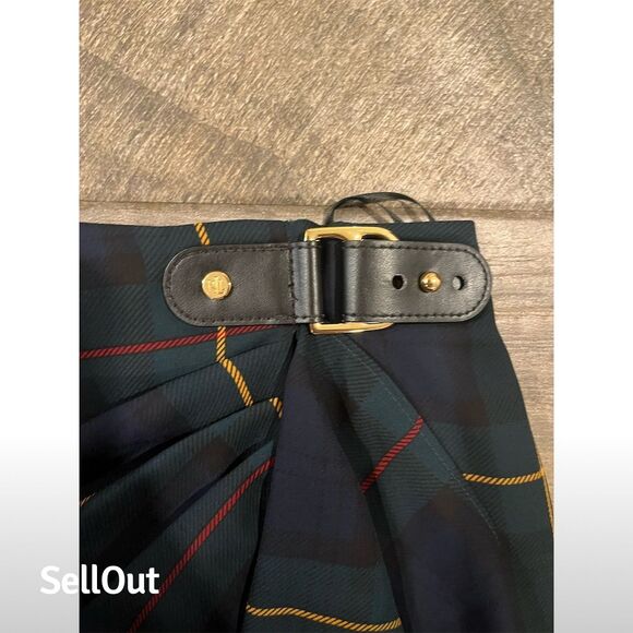 Ralph Lauren Women's Plaid Wrap Skirt Buckle Trim Multicolor Size 00 - Picture 2 of 4